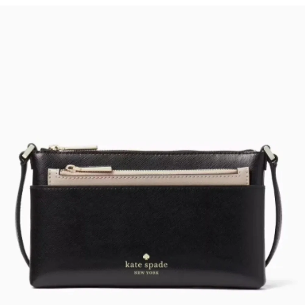 Kate Spade Black and Tan Crossbody Bag With Extra Pouch NWT